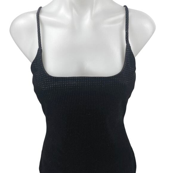 Windsor Black Velvet Velour Sleeveless Cami Square Neck Mini Bodycon Dress Sz S - Picture 3 of 4